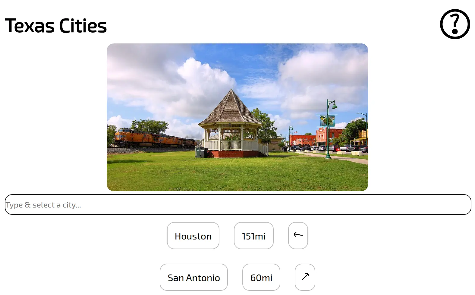 Screenshot of Texas Cities
