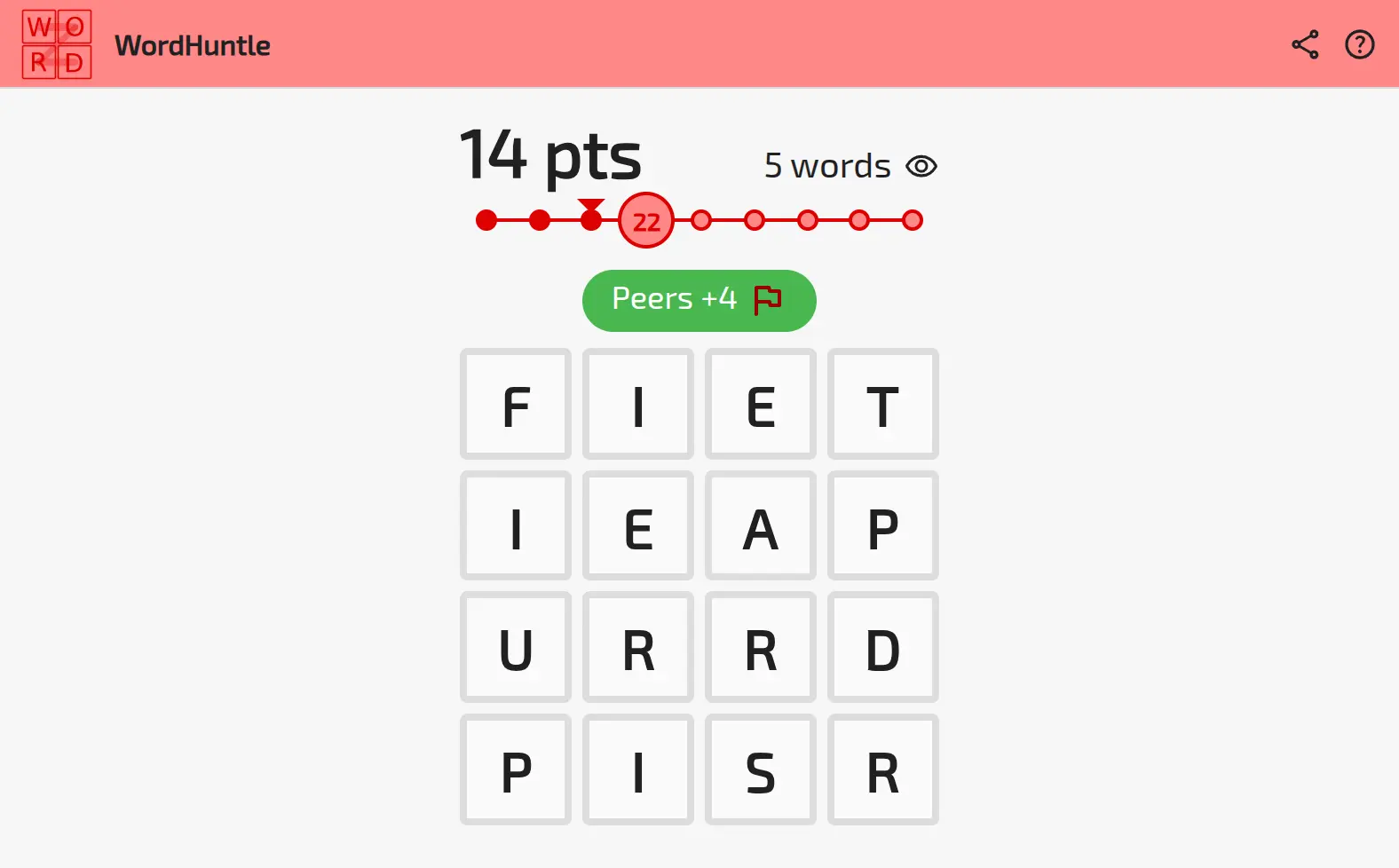 Screenshot of WordHuntle